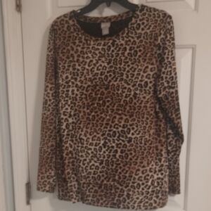 Chico's Leopard Print Long Sleeve Top